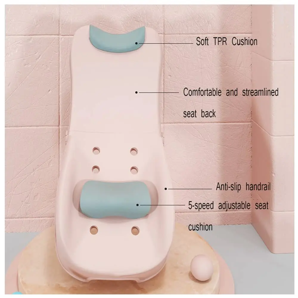 Pink Ergonomic Bath Seat for Kids 3-10 Years, Moisture-Resistant, Durable Design