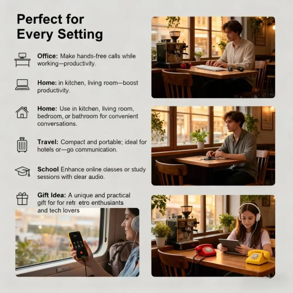 New with Microphone Phone Handset Telephone Style Type-C Landline Handle Receiver Tangle Free Wire Handheld Cell Phone Receiver