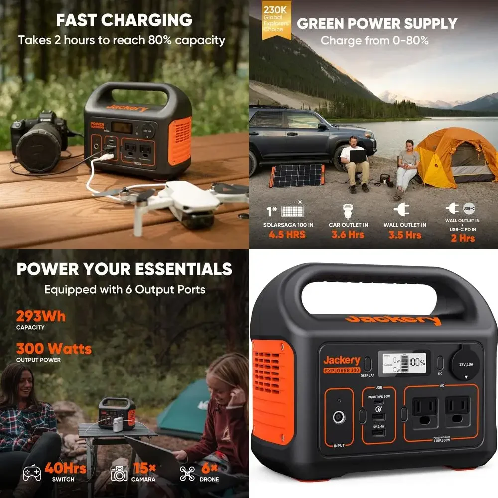 

Portable 300W Solar Power Station with Backup Lithium Battery for Outdoor Camping and Travel, Optional Solar Panel