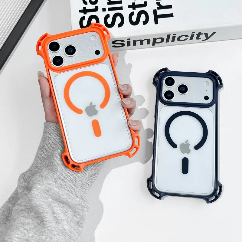 Magnetische Hülle für iPhone 17 15 13 16 Pro Max 14 Plus 17, Air Magsafe, matt, transparent, viereckig, stoßfest, UAV-Abdeckung