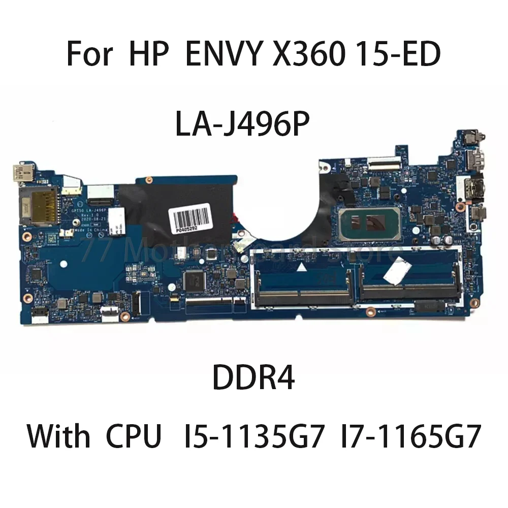 

Материнская плата для ноутбука HP ENVY X360 15-ED GPT50 LA-J496P с процессором I5-1135G7 I7-1165G7 DDR4, материнская плата, 100% тест