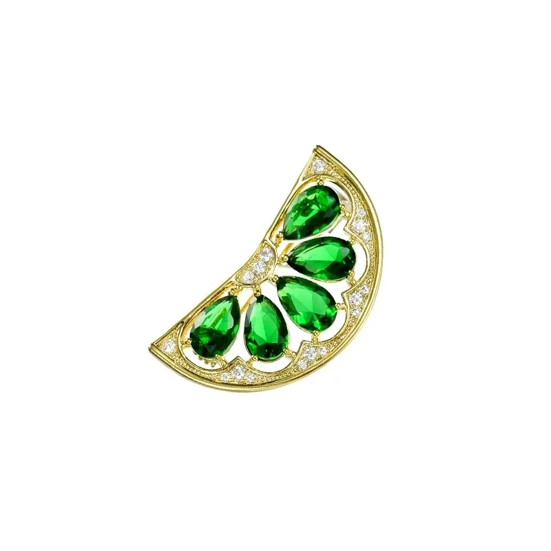 

Emerald Green Crescent Moon Brooch Pin, Alloy Metal Crystal Accents, 5CM Vintage Celestial Jewelry Gift for Women Free Shipping