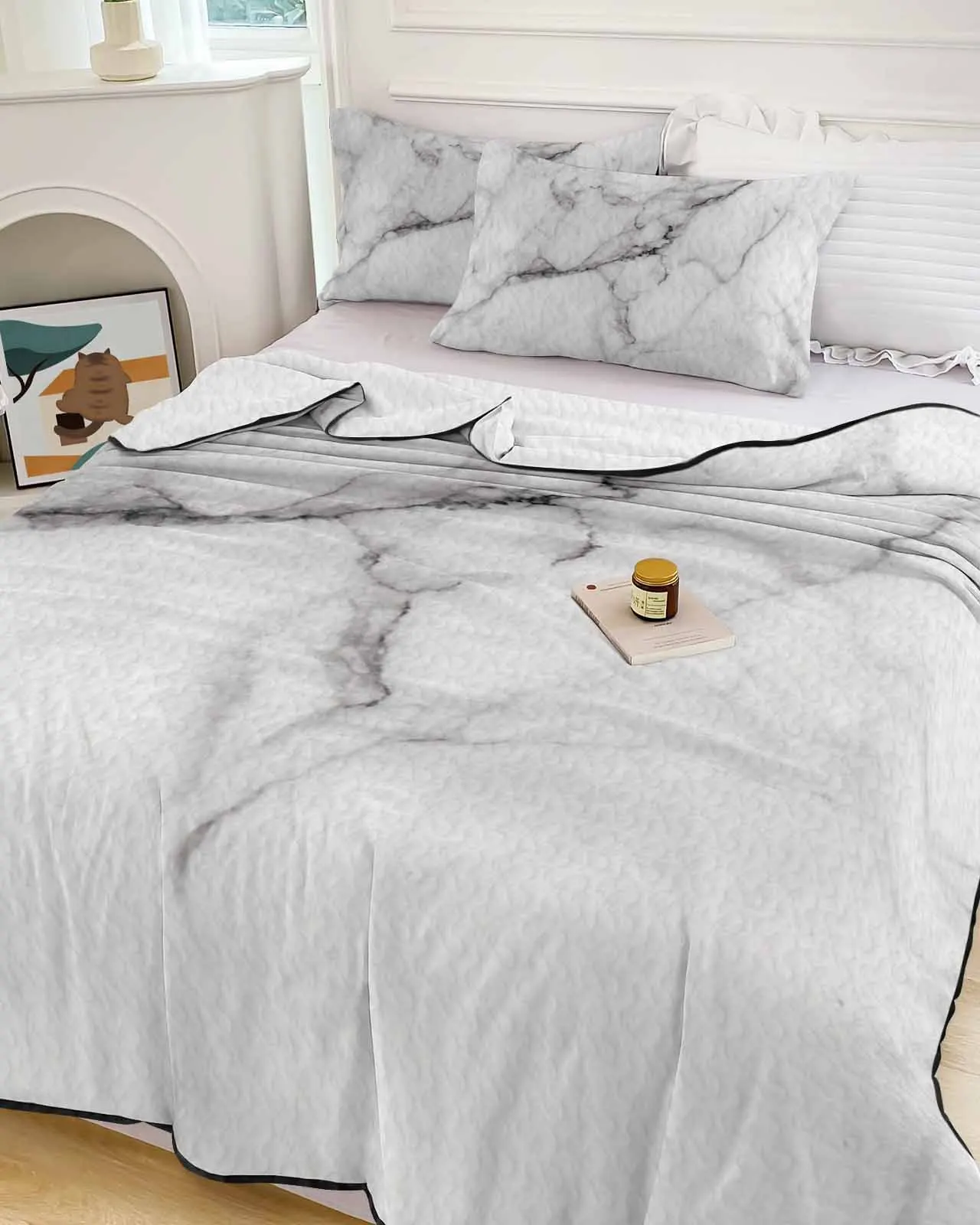 

Grey Marble Pattern Cooling Blankets Air Condition Comforter Lightweight Summer Quilt for Bed Breathable Soft Thin Quilt