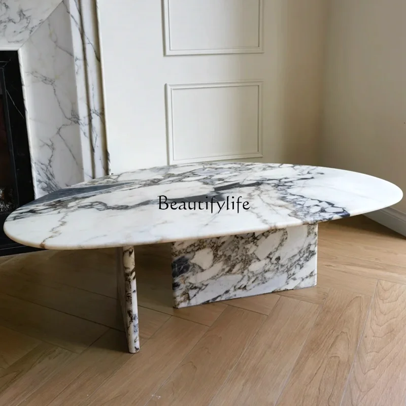 

Natural marble blue coffee table modern simple Italian natural luxury stone coffee table