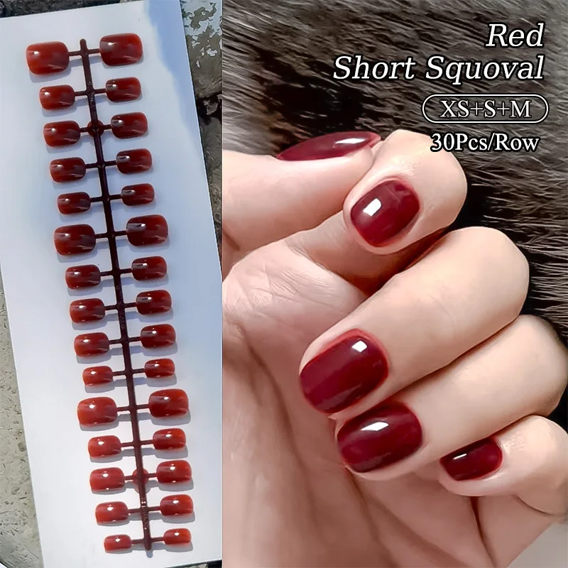 24/30Pcs Pink Blush Gradient Fakes Nail Multi-size False Nail Press On Acrylic Nails Almond Wearing Removable Manicure Nail Fake