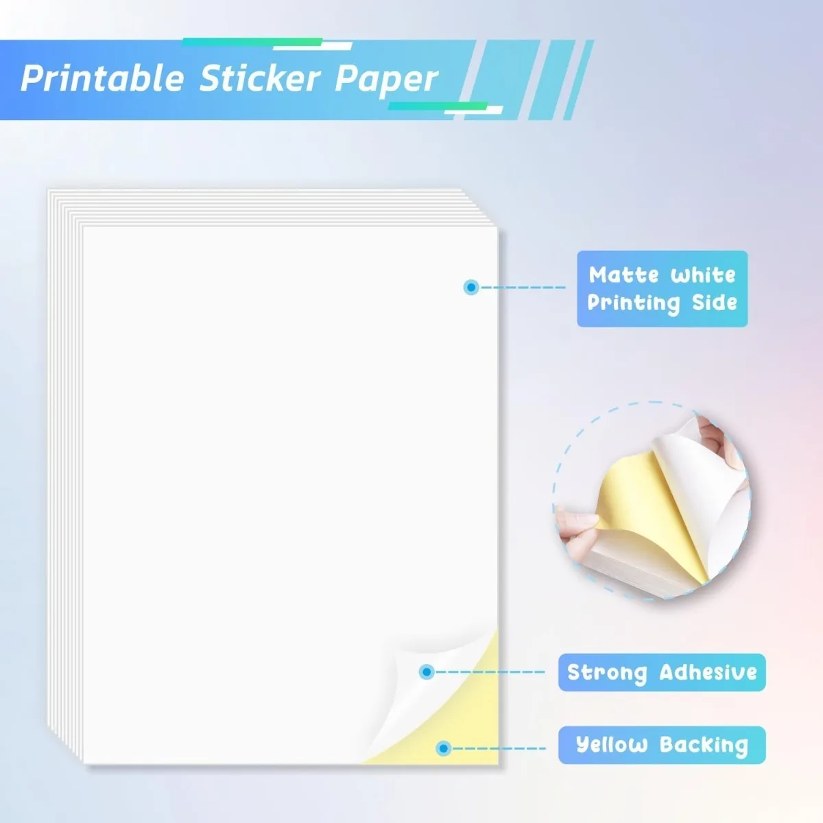 A4 White Glossy/Matte Sticker Paper Printable Color Labels for Laser/Inkjet Printer, DIY Craft Gift Packaging Office Home Decor