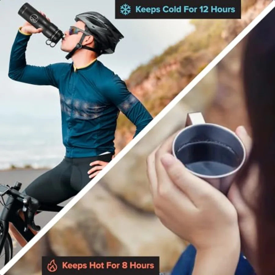 Vacuüm geïsoleerde fietssportwaterfles Fietswaterfles geïsoleerd met rietje Sip-deksel Roestvrijstalen fietswaterfles Spor