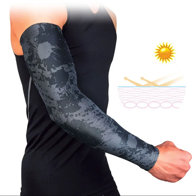 

Sport Compression Arm Sleeves For Men Cover Uv Sun Protection Fitness Armguards Sports Cycling Arm Warmers Running Basketball