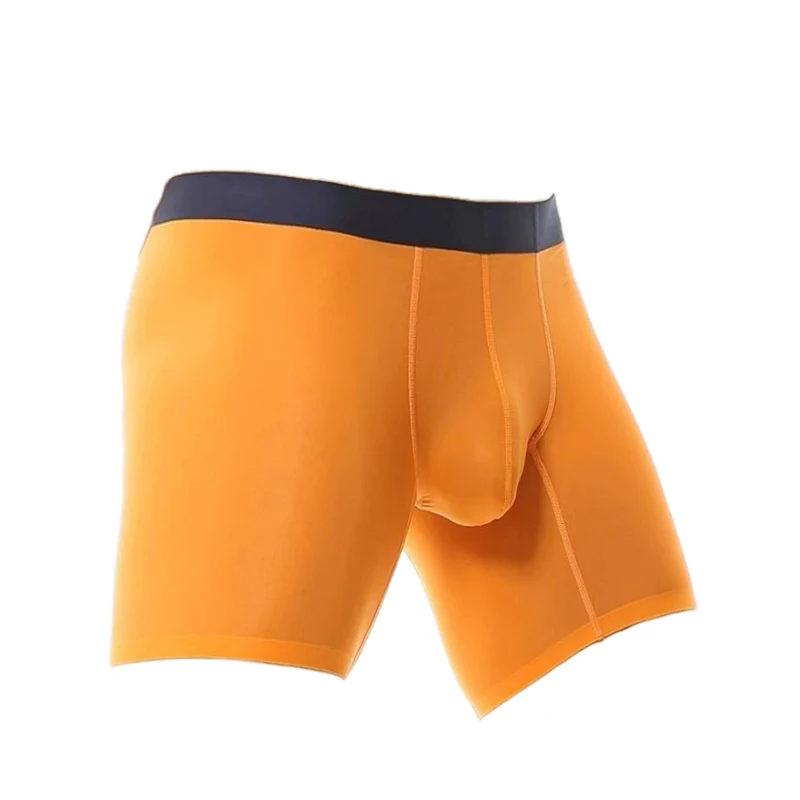 مضلع الحرير الجليد الرجال رقيقة مرونة سلس الملابس الداخلية تمديد الساق تقليد شفافة طويلة الملاكم حجم كبير ينغيرييس أرض الإنسان #2