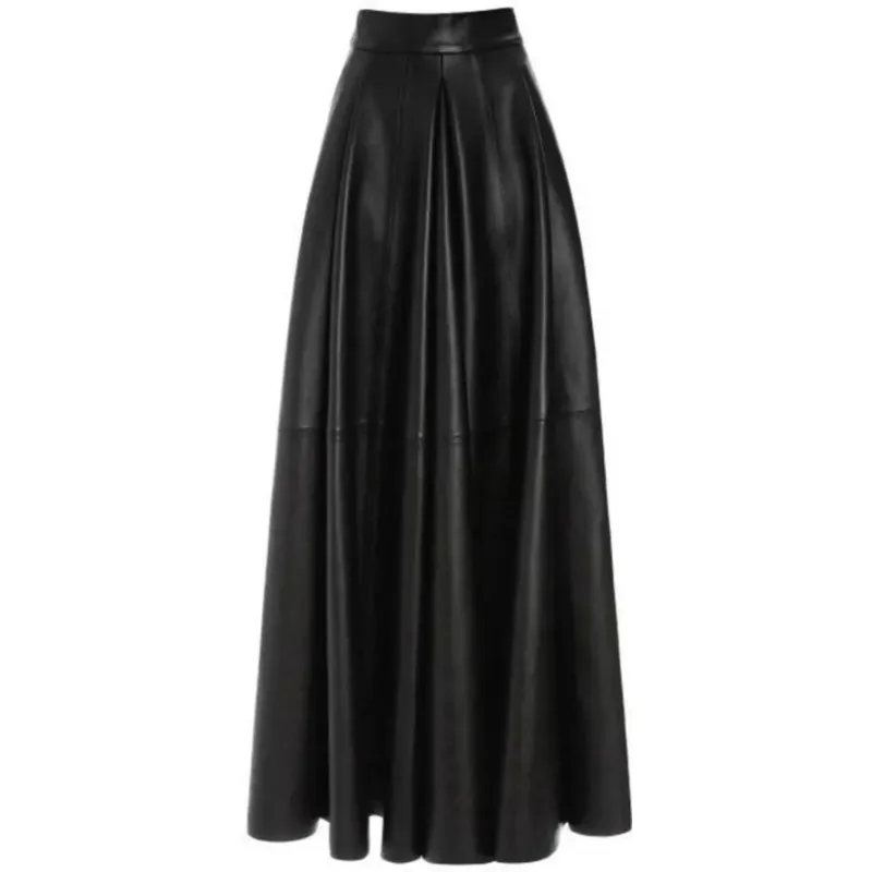 Women's Long Skirt Authentic Sheepskin Leather Super Leather Ankle Skirt Fashion Trend In Europe and America