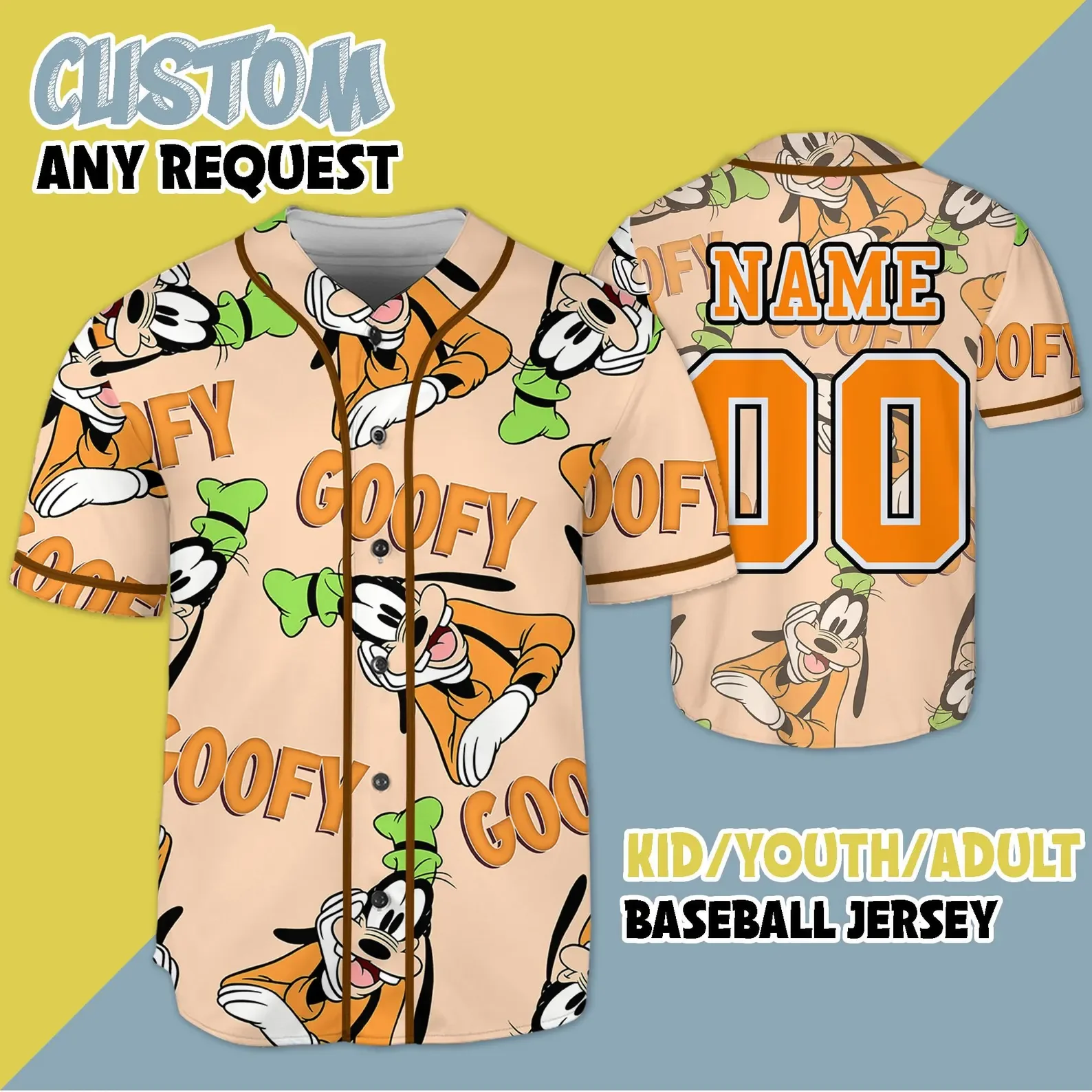 

Летняя модная бейсбольная майка Disney Goofy, мужская и женская детская повседневная спортивная бейсбольная рубашка с короткими рукавами, топы