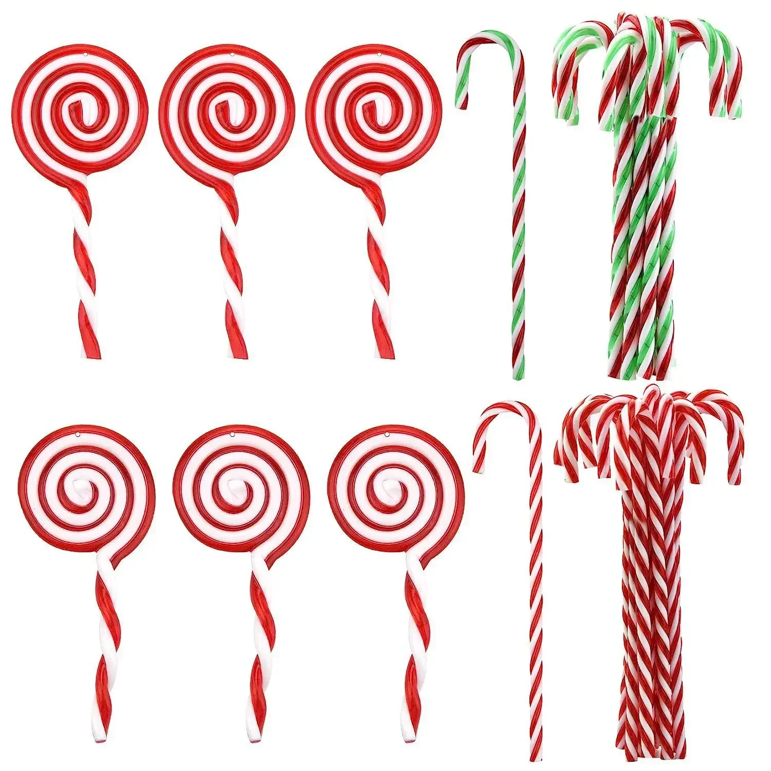 Mini Candy Canes Miniature Christmas Tree Decoration Peppermint Swirls Pendant DIY Scrapbook Craft Gift Home Party Navidad