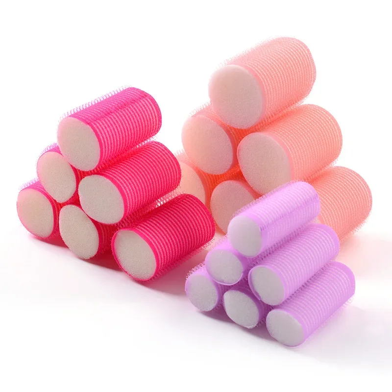 1/6Pc/set Self Grip Heatless Hair Curler Hair Rollers Set No Heat Self-adhesive Curling Hairdressing Styling Tool Different Size