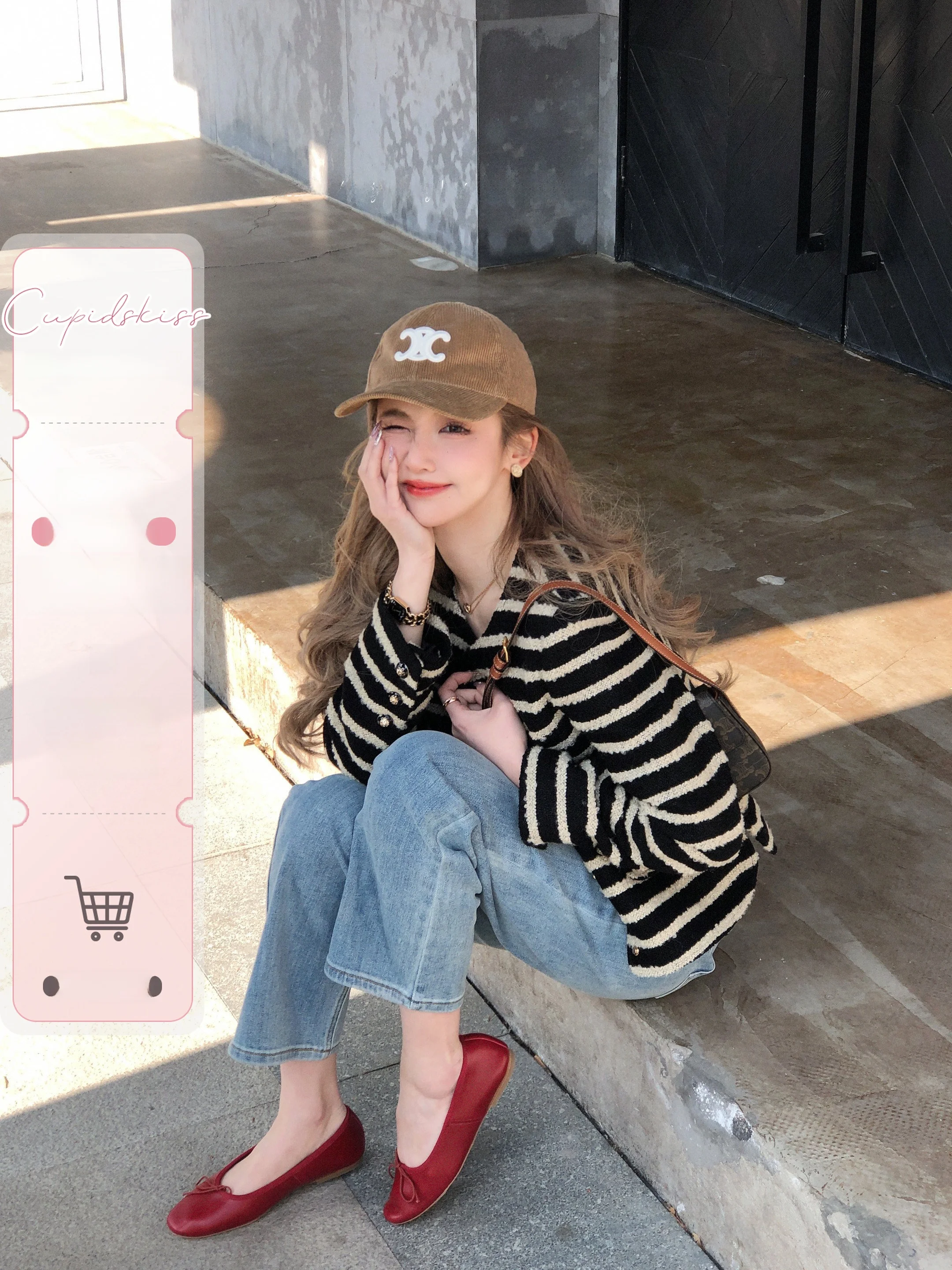 

CSK Cupid 'C Series mat' 3D Texture Woolen Striped Jaet ort Loose Open Cardigan Top for Women Spring Commute Sle