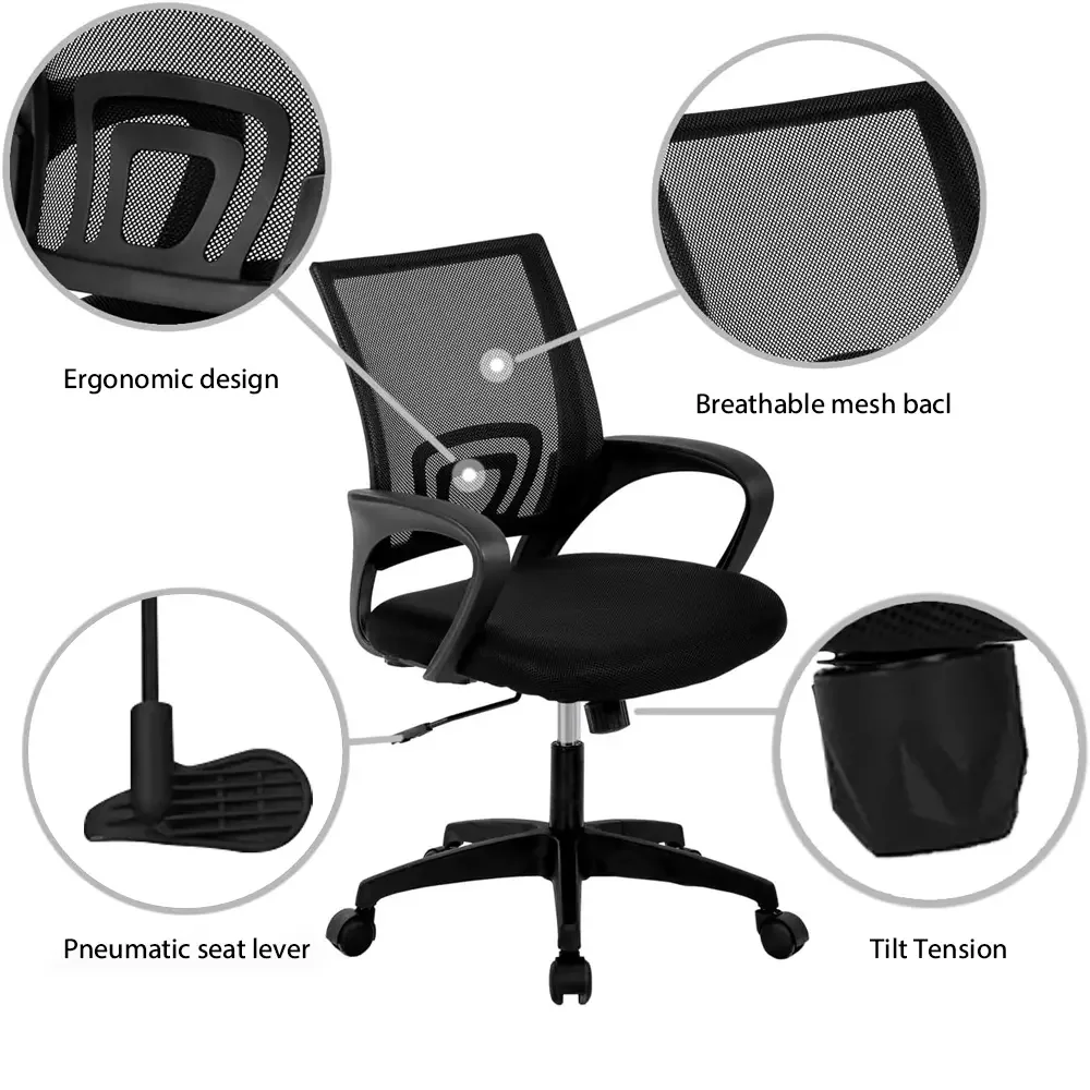 [EU Stock] Office Chair Adjustable Desk Swivel Chairs Computer Chair Lumbar Support Ergonomic Office Chair Home Office Chair