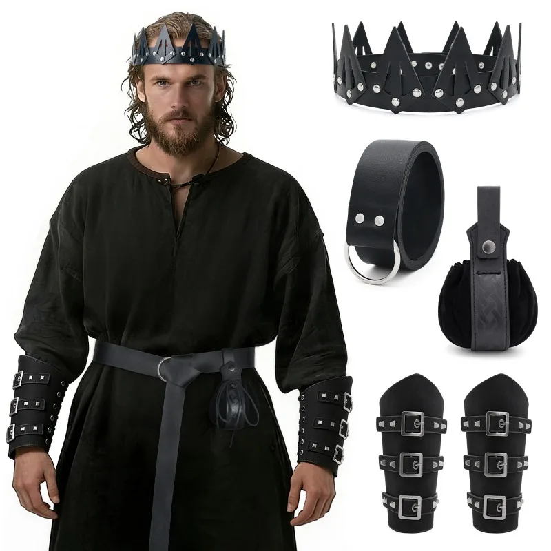 4pcs European Crown Headband Waist Bag Wristband Carnival Party Halloween Cosplay Costume Accessories Set