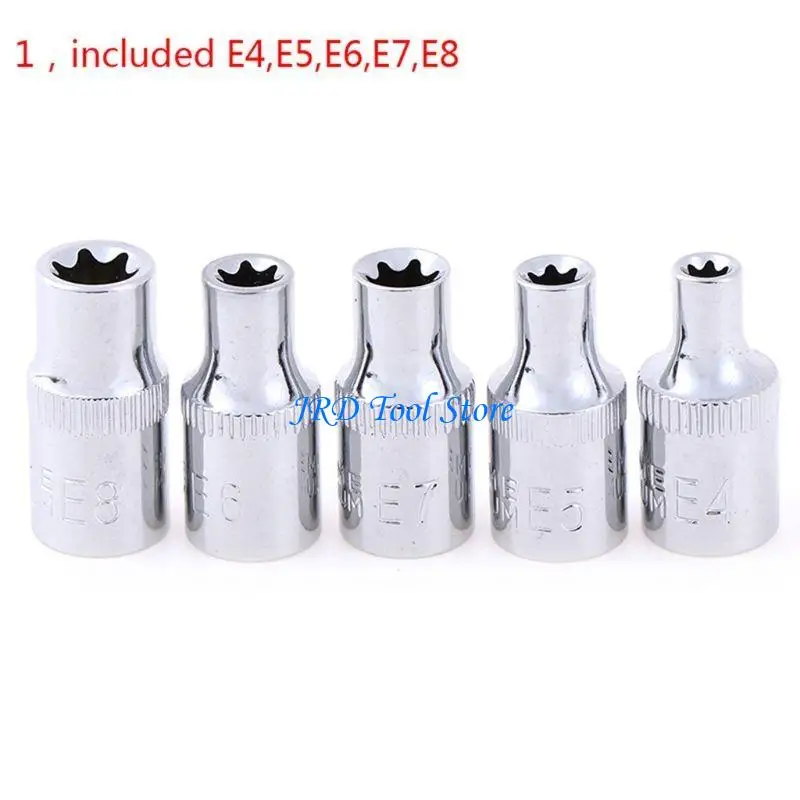 

A2UD Torx Star Socket Set & Bit Male Female E Sockets with Torx Tool Ki,External Torque Star Socket Set Motor Repairing Tool