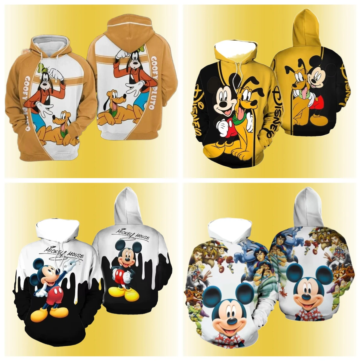 

Dinsey 2025 New Anime Mickey and Minnie Cartoon Harajuku Street Men's Hoodie Women's Fashion Y2K Casual Hoodie Sportswear