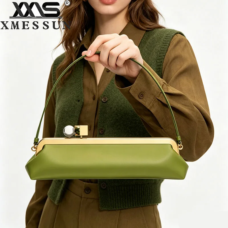 New Long Clutch Evening Bag for Women,Luxury Designer Kiss Lock Underarm Bag Fashion Elegant Shoulder Bag Wedding Party Purses