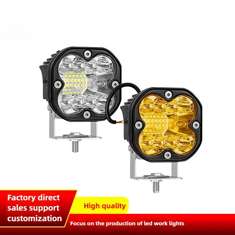 

Автомобильный светодиодный рабочий фонарь, небольшой квадратный светильник, прожектор 66 Вт, модифицированный фонарь для мотоцикла внедорожников, дополнительный фонарь, 2 шт.