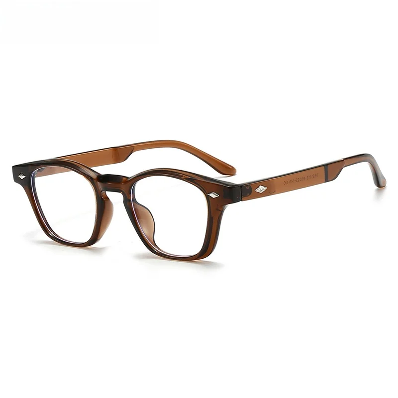 Armação de Óculos sex TR90 Estilo Retrô Japonês Anti Luz Azul Marrom Moderna com Aparência l para Homens e Mulheres