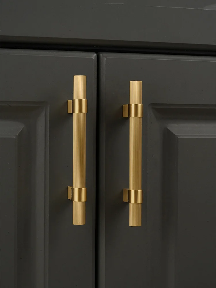 Vertical Linear Cabinet Handle Textured Brass Wardrobe Bar Handles Drawer Pulls Furniture Door Knobs Long 500mm