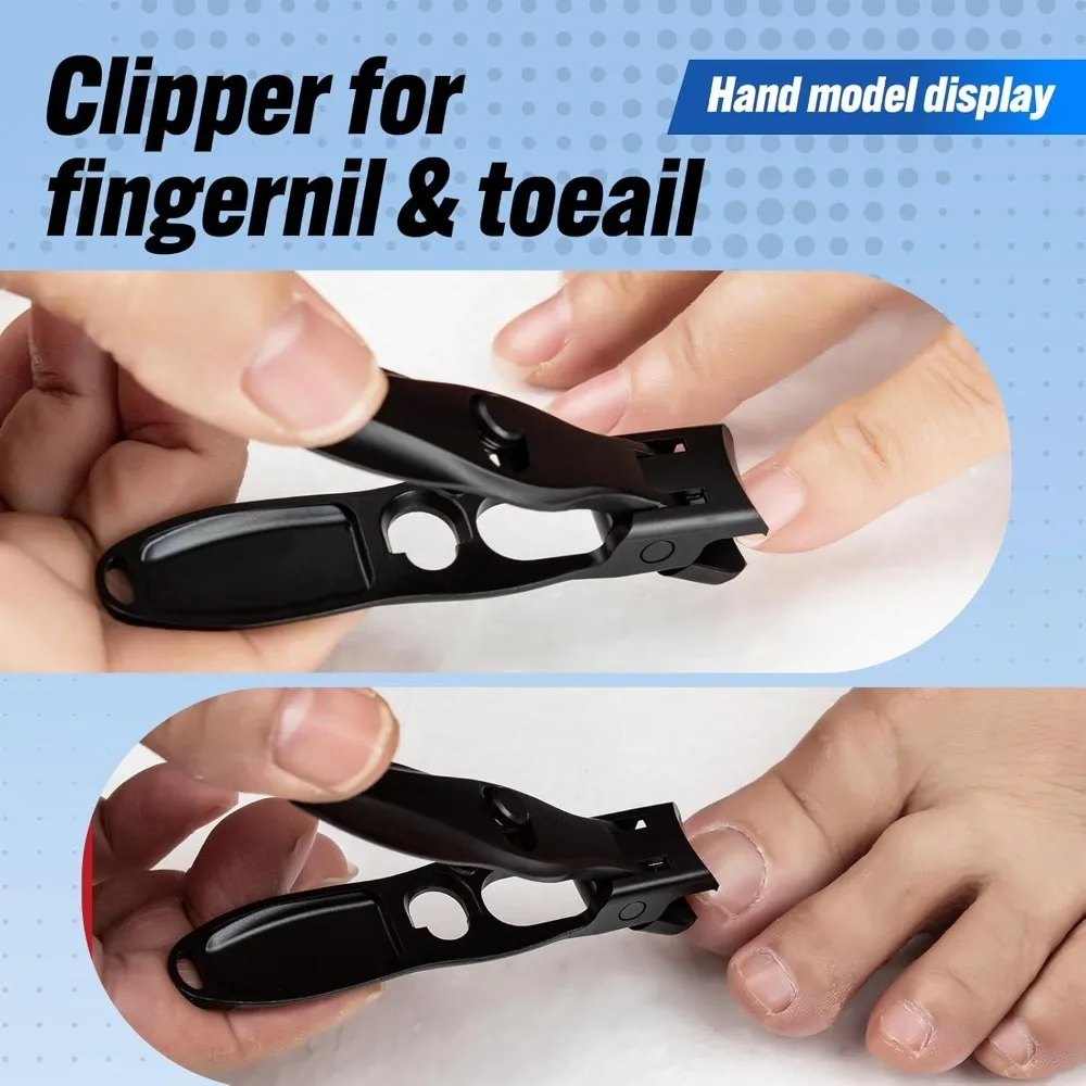 Cortauñas alemán, diseño antisalpicaduras de mandíbula ancha de acero inoxidable de primera calidad, cortaúñas ultra afiladas y resistentes con palanca ergonómica, P