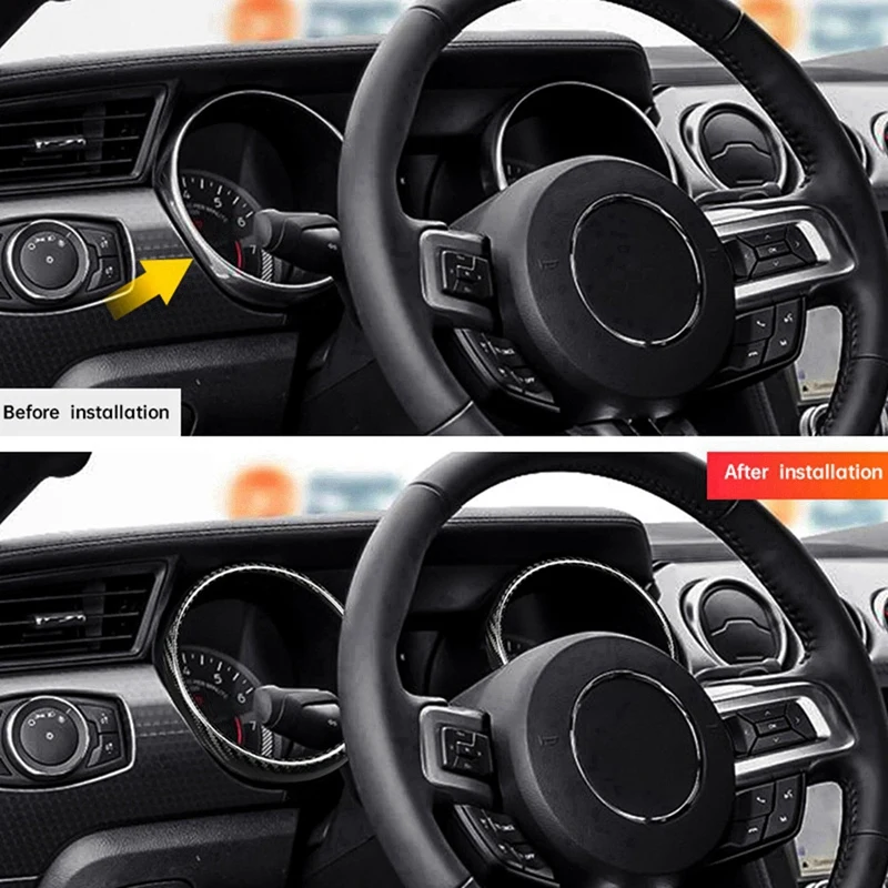 Super Sale Car Instrument Tachometer Trim Speedometer Trim Sticker for Ford Mustang 2015-2023 Carbon Fiber Interior Accessories view 5
