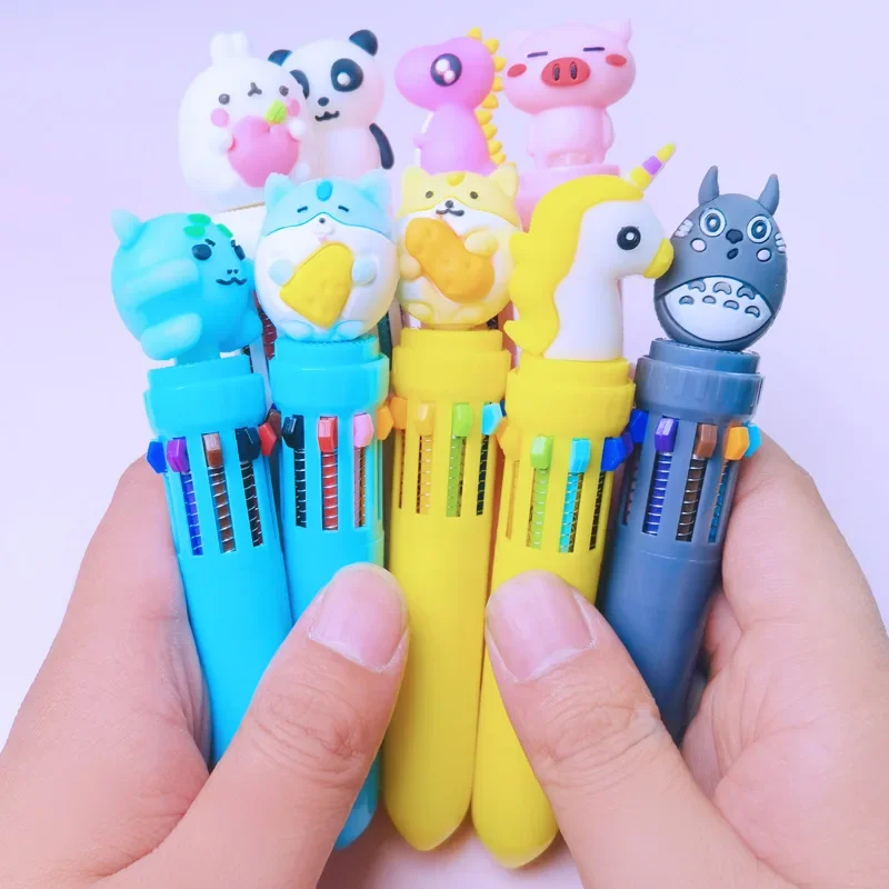 Imagem -03 - Cute Cartoon Mini Canetas Esferográficas para Crianças Caneta Urso Multicolor Graffiti Material Escolar Presente de Papelaria 10 Pcs por Lote Kawaii