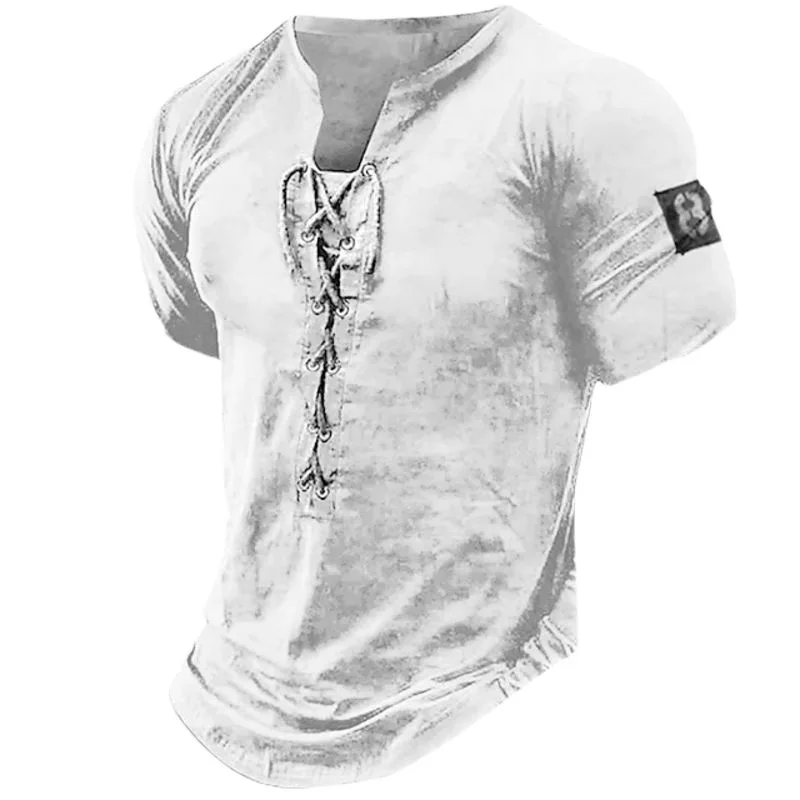 Men T-shirt Men's Short-Sleeved Drawstring Tee