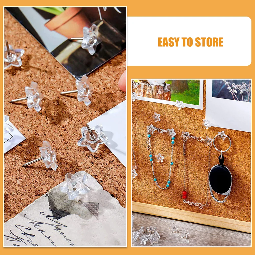 50 pièces panneau de liège étoile à cinq branches punaises punaises aimants mignon pour l'esthétique transparente