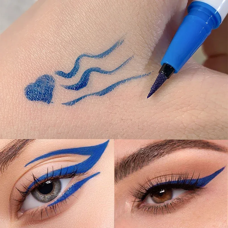 Kolorowy eyeliner wodoodporny, długotrwały, szybkoschnący, nie kwitnący niebieski różowy czarny płynny eyeliner w pisaku kosmetyki 6 kolorów