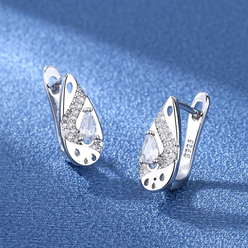 Ohrringe aus 925er-Sterlingsilber für Damen, runde Zirkon-Ohrringe, funkelnde Party, Hochzeit, Schmuck, Geschenkzubehör