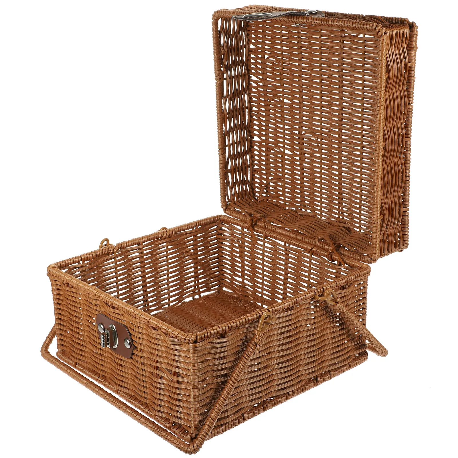 

1pc Handwoven Woven Picnic Basket Portable Storage Container For Food Fruit Egg Bread Organizer Outdoor Camping Basket
