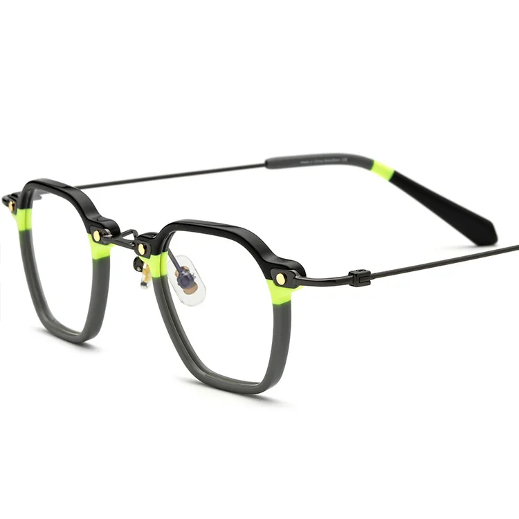 

Ultra-light β-titanium myopia glasses frame mens and womens square personalized plate optical glasses frame IP electroplating