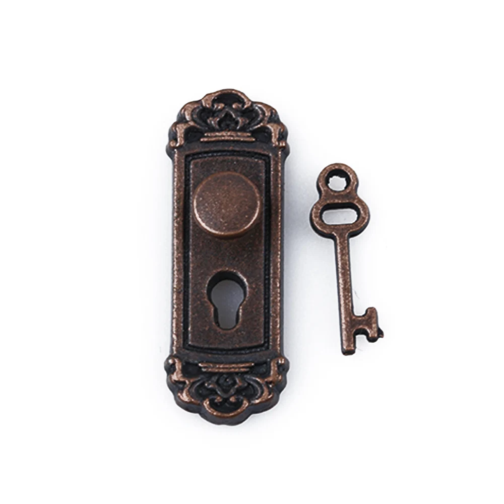 1pc Fashion Retro DIY Accessories Mini Door Lock 1/12 Dollhouse Miniature Key