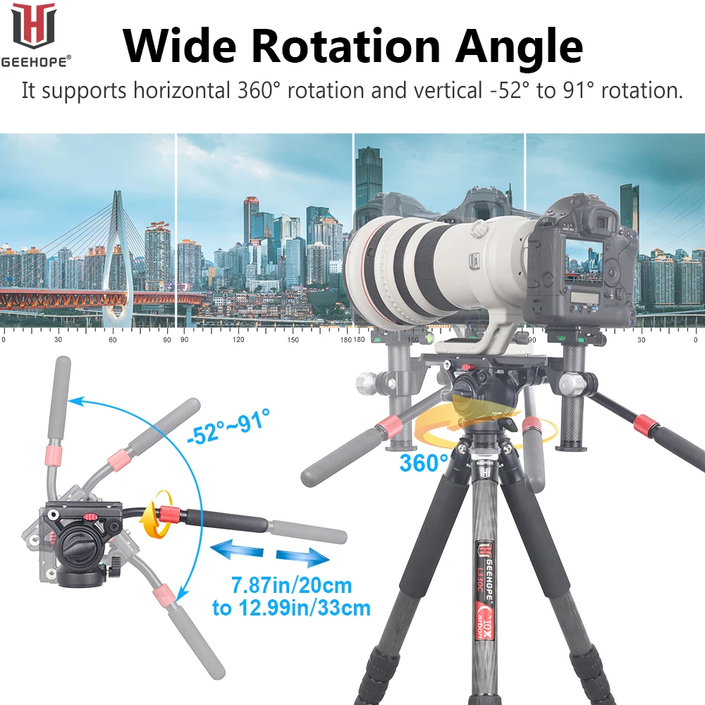 GH-10 Professional Hydraulic Fluid Video Head For Tripod Monopod Slider DSLR Cameras Camcorder Panoramic Tripod Head Load 10kg