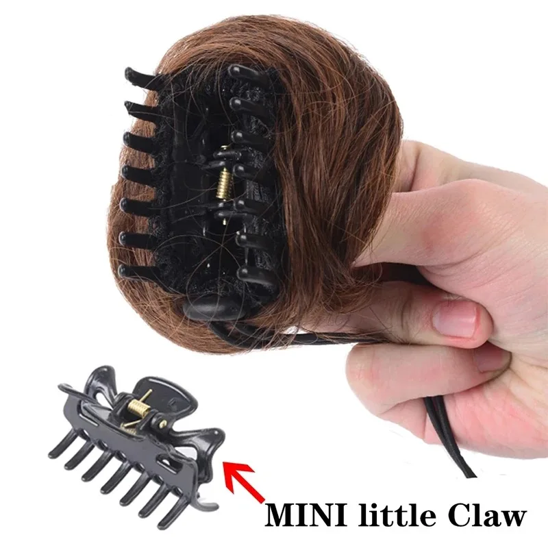 WIGSIN Synthetic Short Curly Chignon Bun Hair Extension Claw Clip in Hair Black Brown Cute Girl Messy Hairpiece for Women