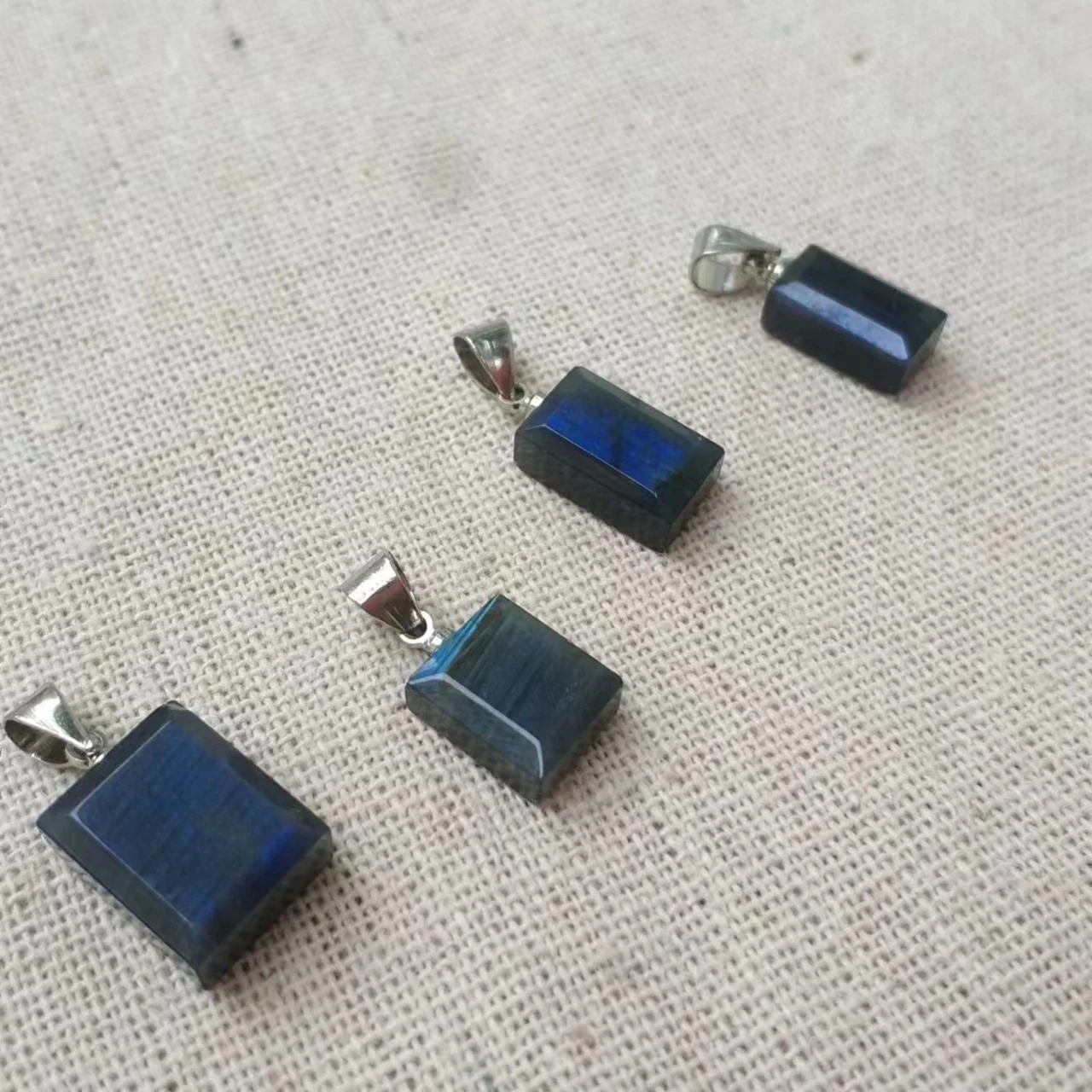 

1pcs/lot Natural Geometric Square Labradorite Small Pendant Handmade Sterling Silver S925 Inlay accessories jewelry dark blue