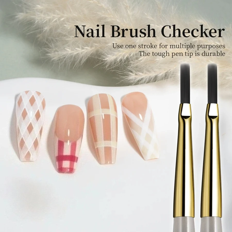1Pc/2Pc Nail Art Brush Checker Nail Drawing Painting Line Brush Nail Art Tool Acrylic Painting Brushes DIY Design Manicure Tools