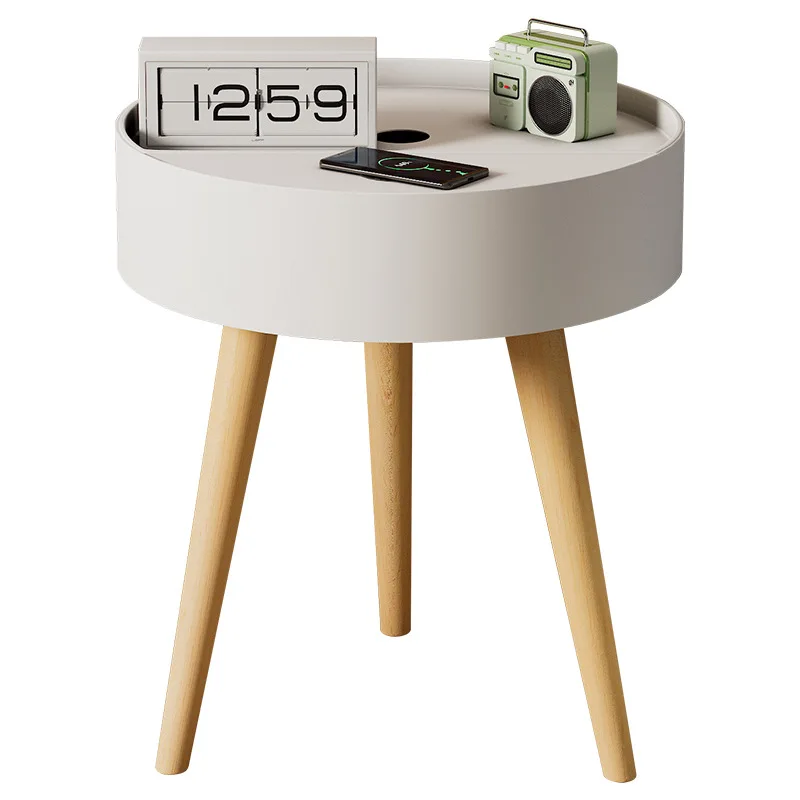 Smart wireless charging Nordic bedside shelf with storage small table