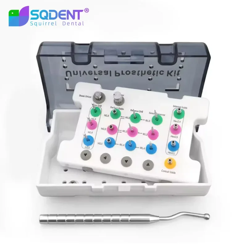 

SQDENT Набор для удаления сломанного винта с центральным отступанием зубного имплантата, ящик для экстренных инструментов для сбоя имплантатов сломанного винта