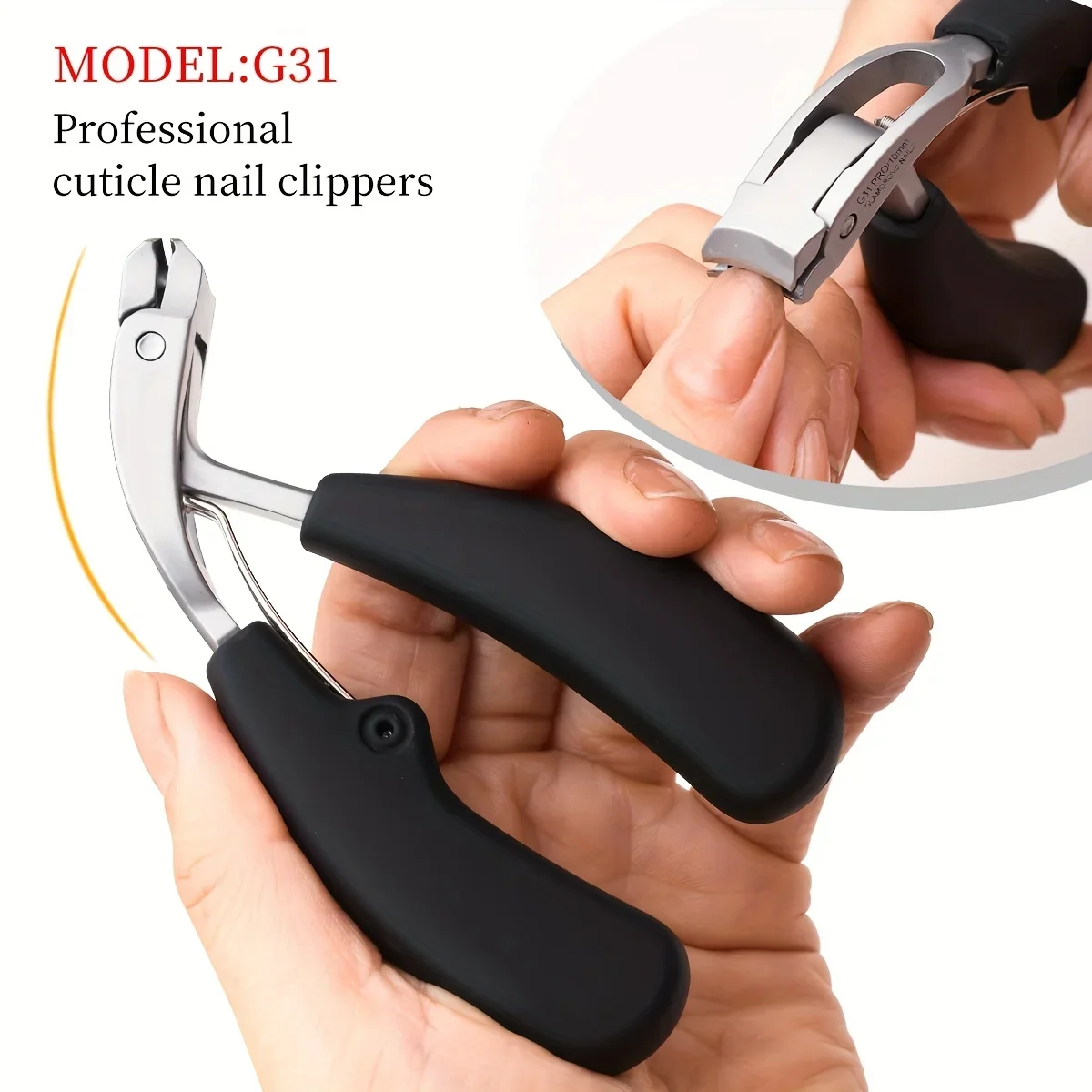 

[Stainless Steel] G31 Professional Nail Clippers | 1pc | Stainless Steel | Concave Edge,Wide Opening | Curved Cuticle Trimmer