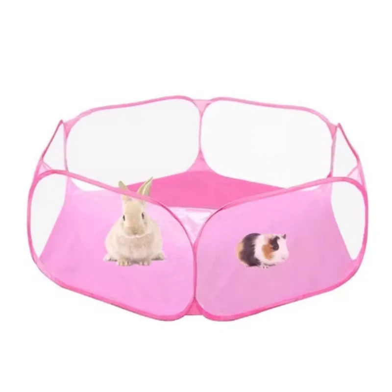Tragbares, transparentes Haustier-Käfigzelt, Hunde- und Katzen-Laufstall, offener, faltbarer Zaun für kleine Haustiere - Hamster, Kaninchen, Meerschweinchen – Detail 5