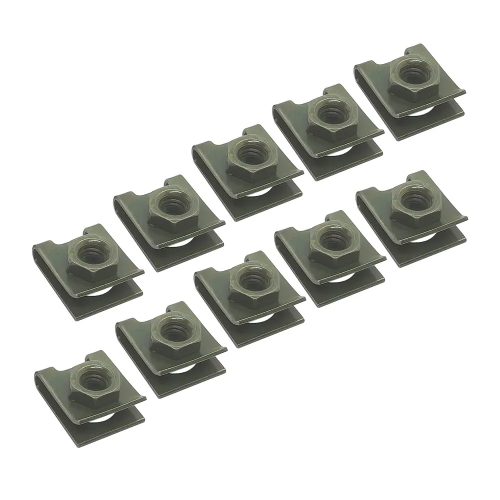 20pcs Car Metal Retainer 6mm U-Type Clips with Nut M6 License Plate Fixing Buckle Bolt Base Decorative Buckle