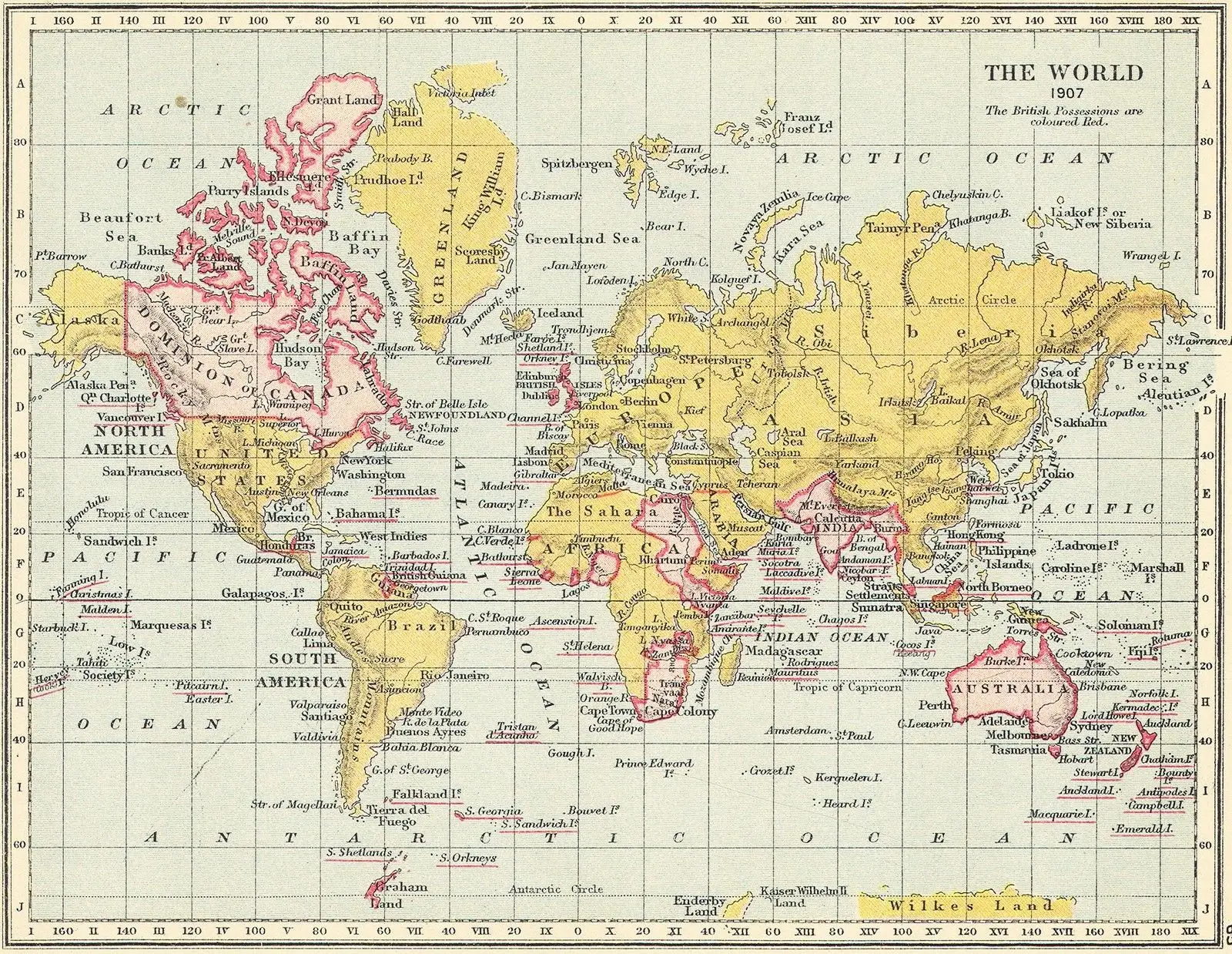 

1907 карта Британской империи Искусство Шелковый плакат домашний декор для стен