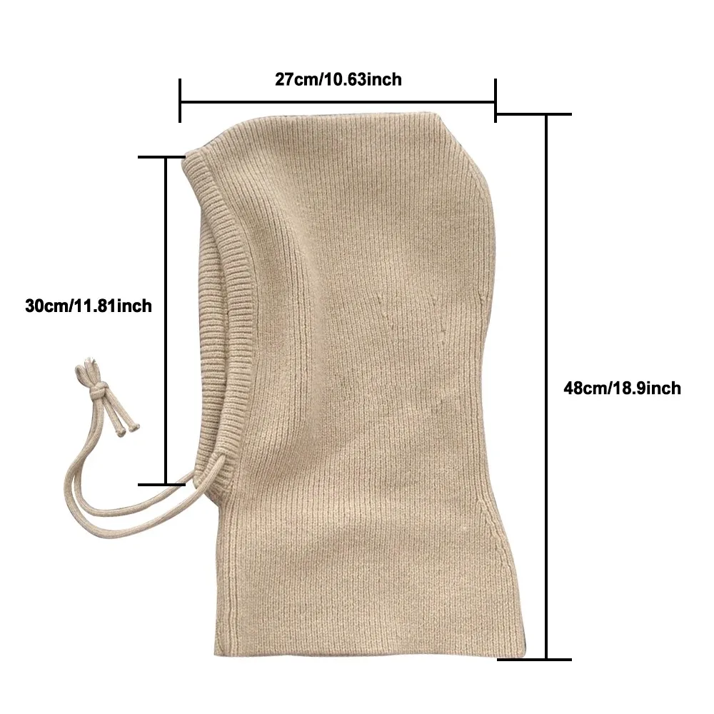 Winter Balaclava Hats For  Women Men  Unisex Knitted Hooded Caps Outdoor Warmer Drawstring Hats  Neck Collar Beanies Caps