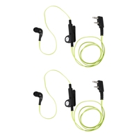 2X 2 Pin Noodle Style Earbud Headphone K Plug Earpiece Headset For Baofeng Uv5r Bf-888S Uv5r Radio Green Wire