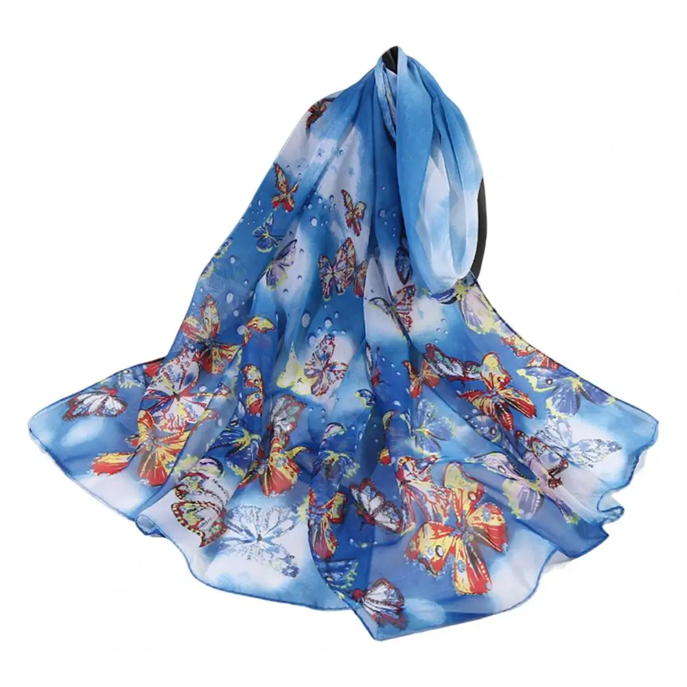 Ladies Scarf  Decorative   Shawl Wrap Long Soft Butterfly Print Scarf