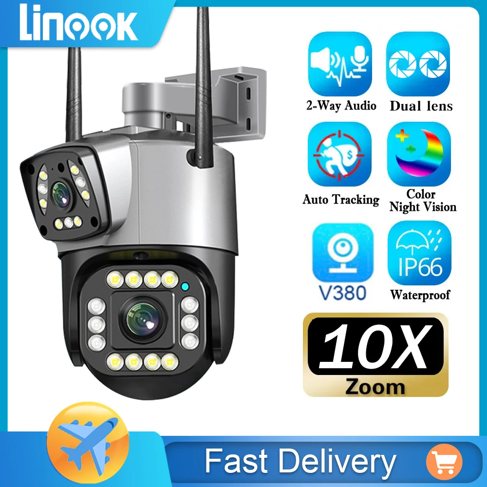 

Linook, V380 PRO, 4K, 8 Мп, PZT, CCTV, IP-камера безопасности, беспроводная WIFI наружная Камера мониторинга, мобильное отслеживание ии